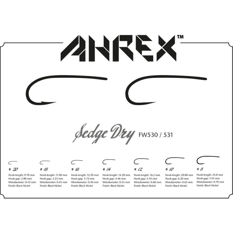 Ahrex FW530 Sedge Dry Barbed Hooks - Image 4