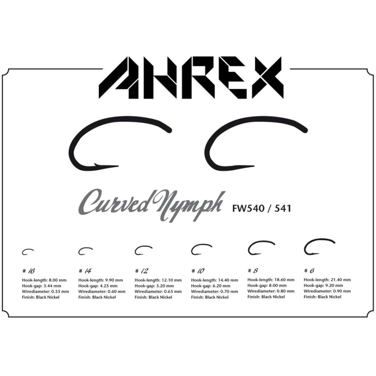 Ahrex FW541 Curved Nymph Barbless Hooks - Image 4