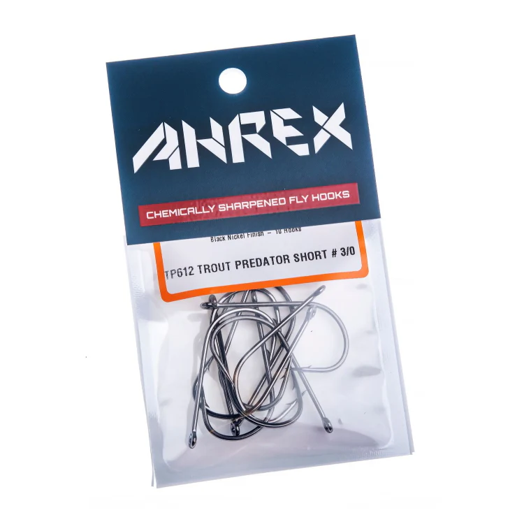 Ahrex TP612 Trout Predator Streamer Short Hooks - Black Nickel - Image 2