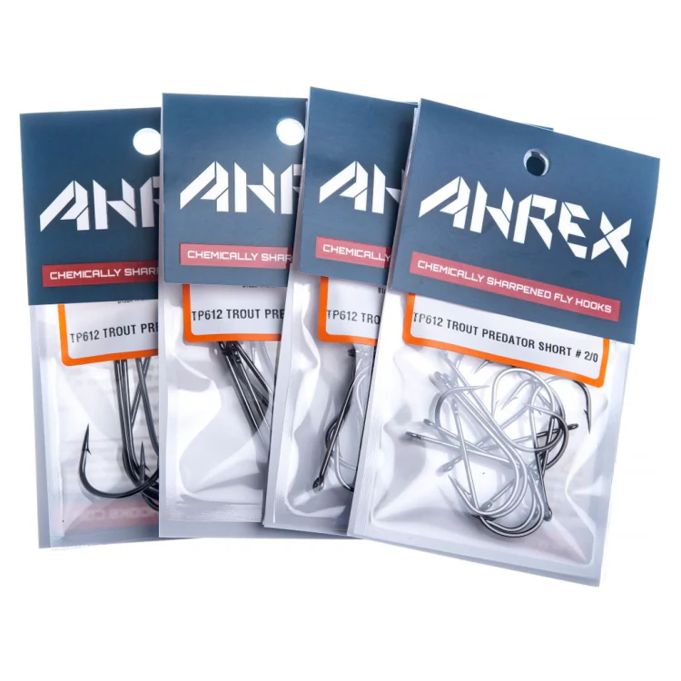 Ahrex TP612 Trout Predator Streamer Short Hooks - Black Nickel - Image 3