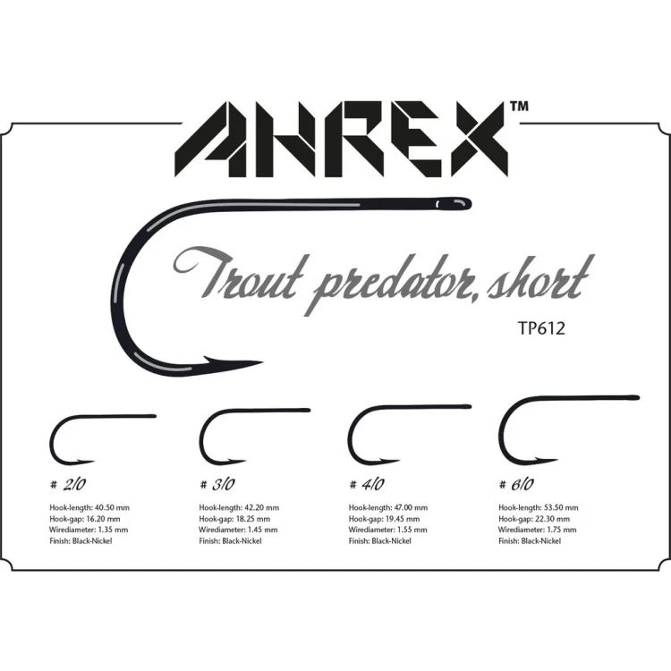 Ahrex TP612 Trout Predator Streamer Short Hooks - Black Nickel - Image 4