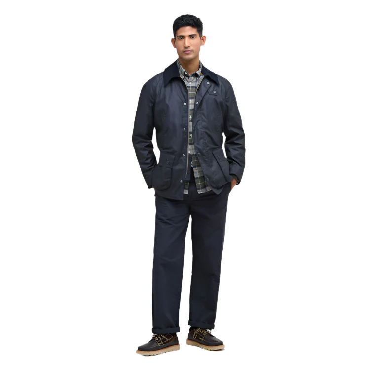 Barbour Ashby Wax Jacket - Navy - Image 2