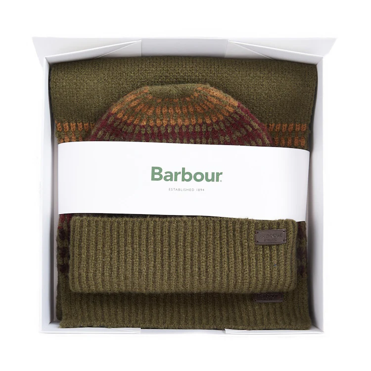 Barbour Branton Beanie and Scarf Gift Set - Army Green - Image 2