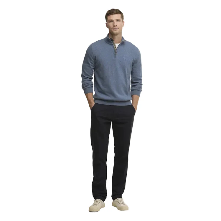 Barbour Cotton Half Zip Knitted Jumper - Dusk Blue - Image 3