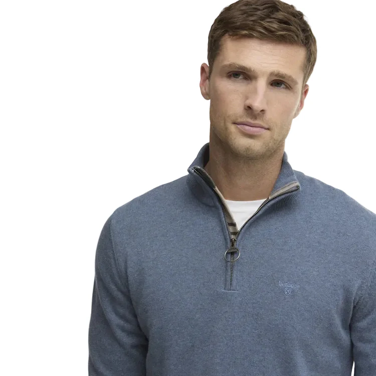 Barbour Cotton Half Zip Knitted Jumper - Dusk Blue - Image 4
