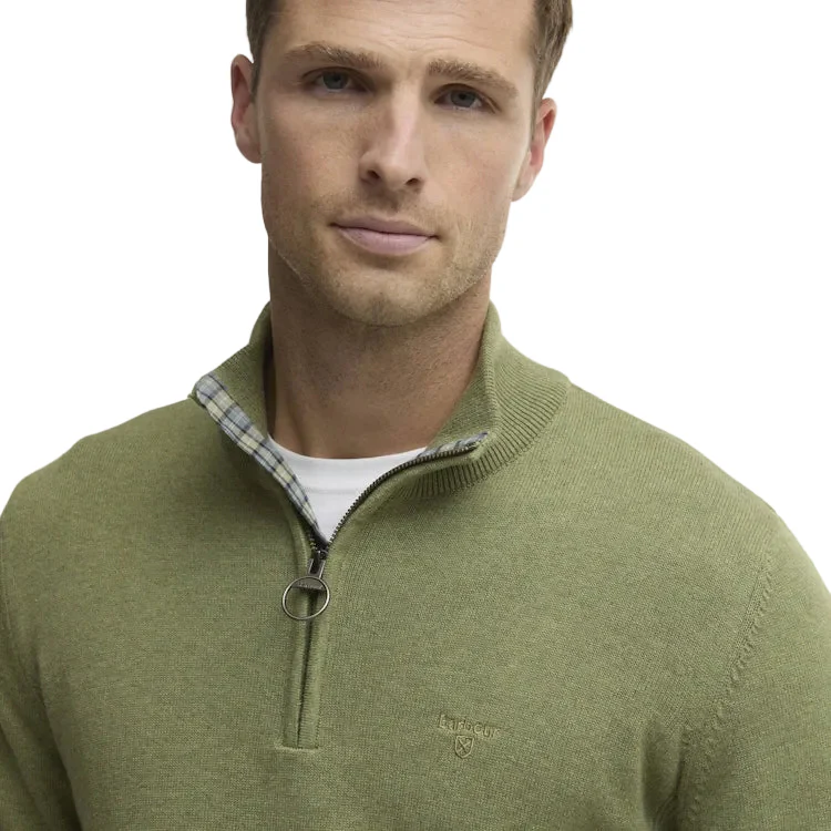 Barbour Cotton Half Zip Knitted Jumper - Laurel Green - Image 5