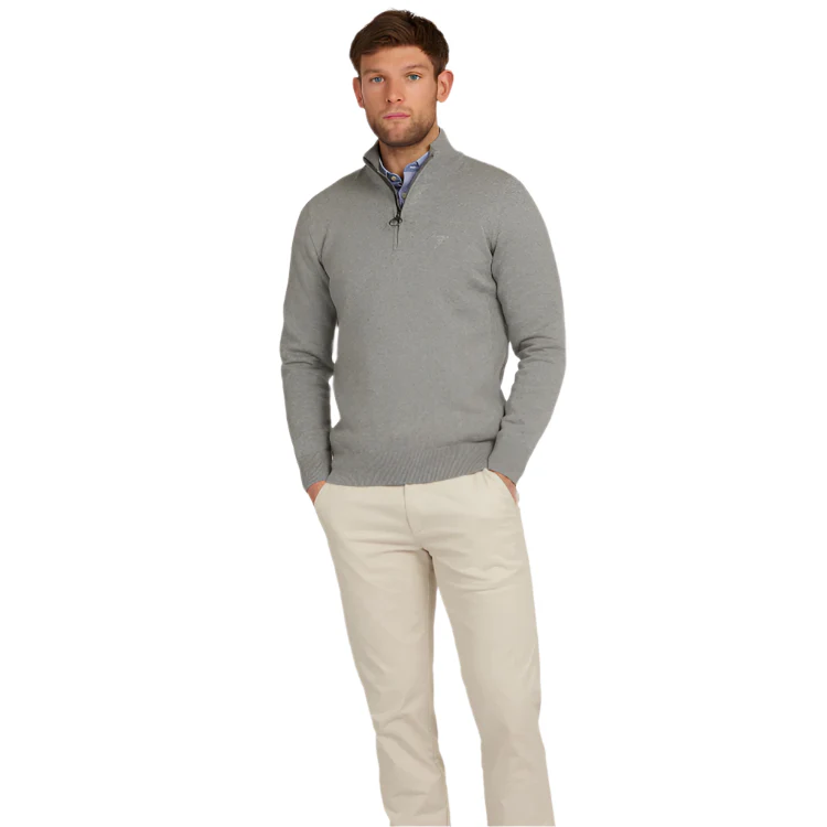 Barbour Cotton Half Zip Sweater - Grey Marl - Image 3