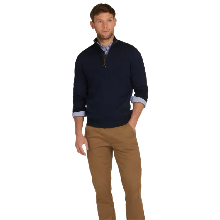 Barbour Cotton Half Zip Sweater - Navy - Image 4
