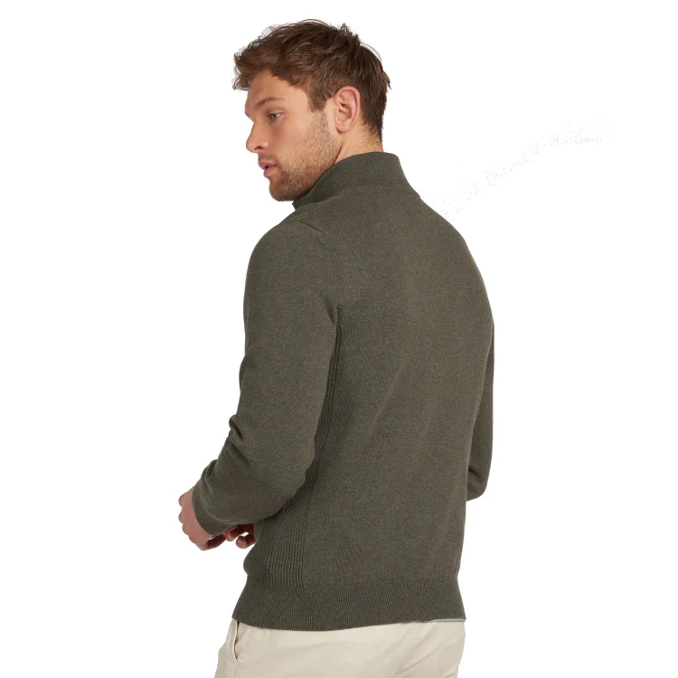 Barbour Cotton Half Zip Sweater - Olive Marl - Image 2