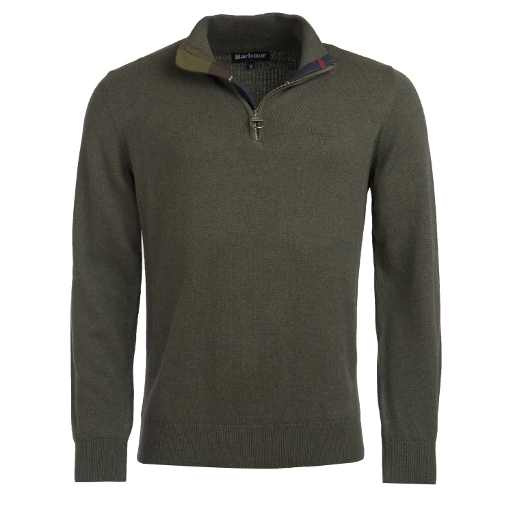 Barbour Cotton Half Zip Sweater - Olive Marl - Image 3