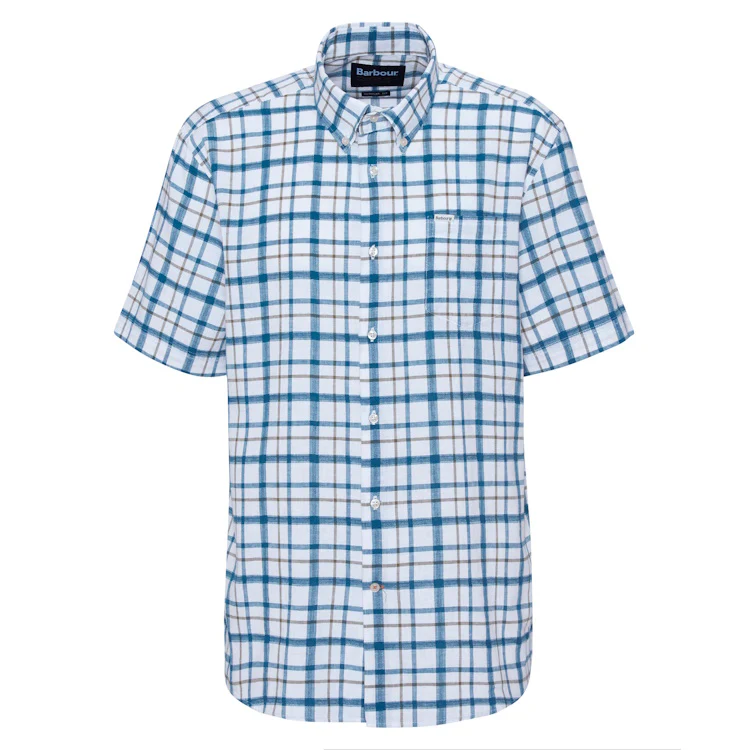 Barbour Glover Short Sleeved Linen Blend Regular Fit Shirt - Navy - Image 3