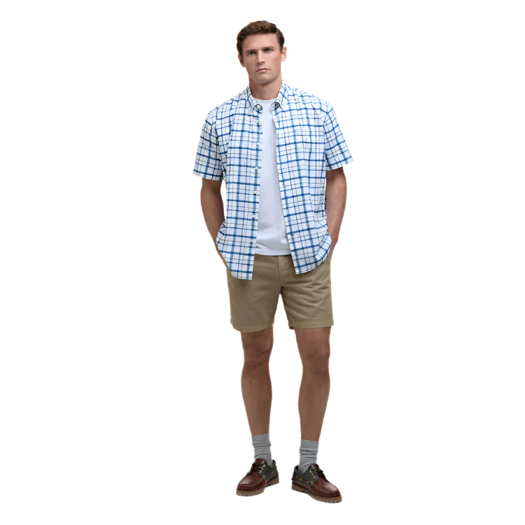Barbour Glover Short Sleeved Linen Blend Regular Fit Shirt - Navy - Image 4