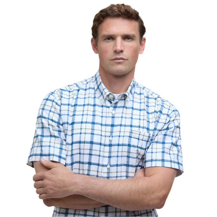 Barbour Glover Short Sleeved Linen Blend Regular Fit Shirt - Navy - Image 5