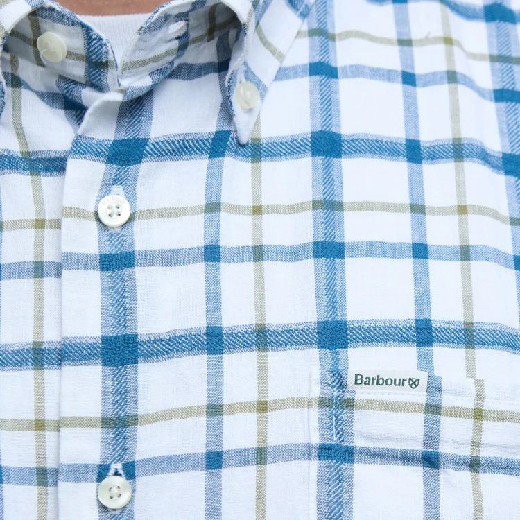 Barbour Glover Short Sleeved Linen Blend Regular Fit Shirt - Navy - Image 6