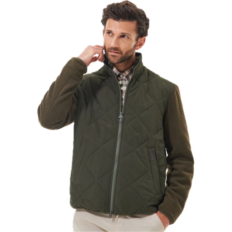 Barbour Hybrid Fleece Jacket - Olive - Image 4