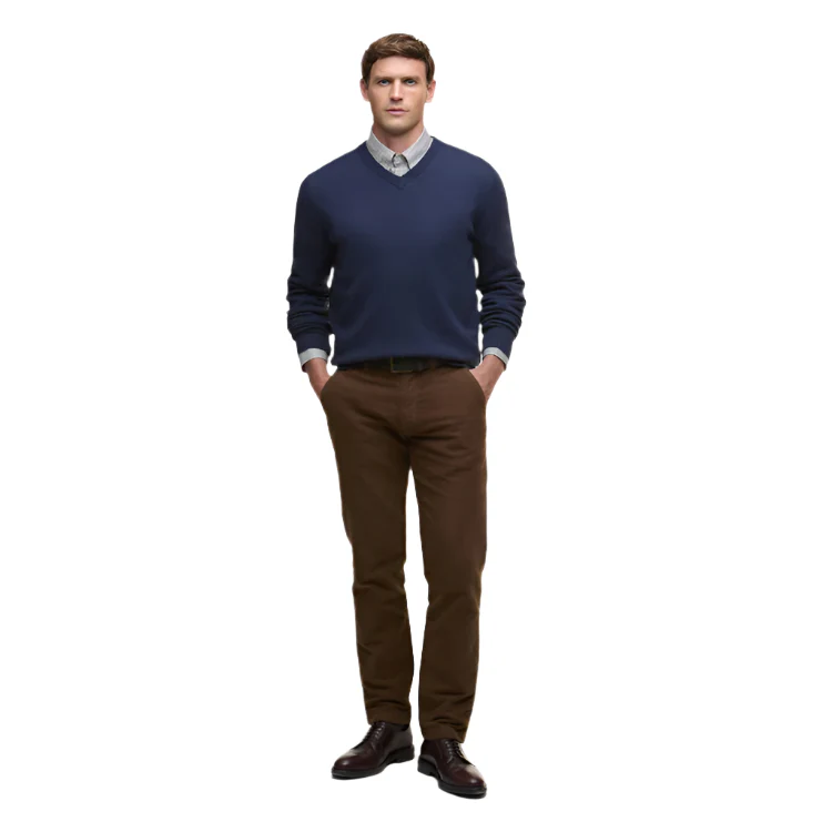 Barbour Kelson V-Neck Knitted Sweater - Navy - Image 4