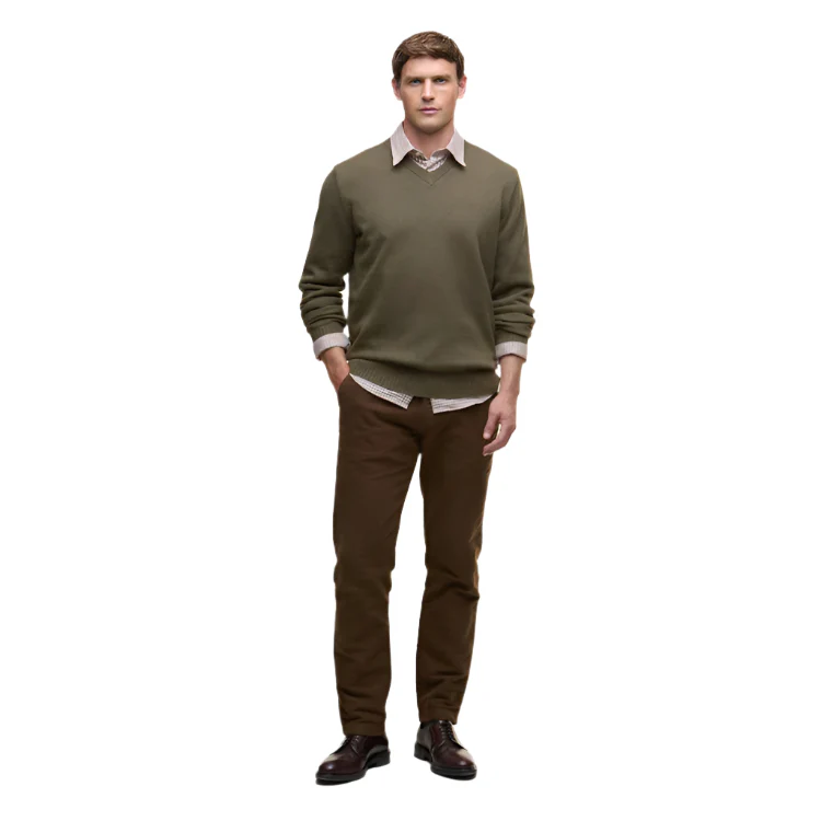 Barbour Kelson V-Neck Knitted Sweater - Olive - Image 4