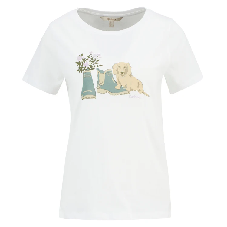 Barbour Ladies Brambles T-Shirt - White - Image 3