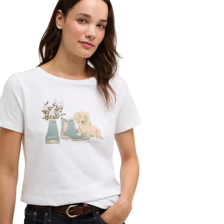 Barbour Ladies Brambles T-Shirt - White - Image 5