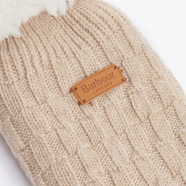 Barbour Ladies Cable Knit Lounge Socks - Oatmeal - Image 3