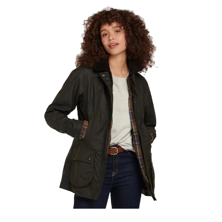 Barbour Ladies Classic Beadnell Wax Jacket - Olive - Image 2