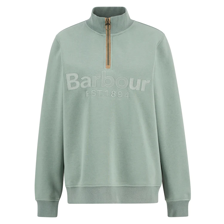 Barbour Ladies Cynthia Half Zip Sweatshirt - Blue Sage - Image 3