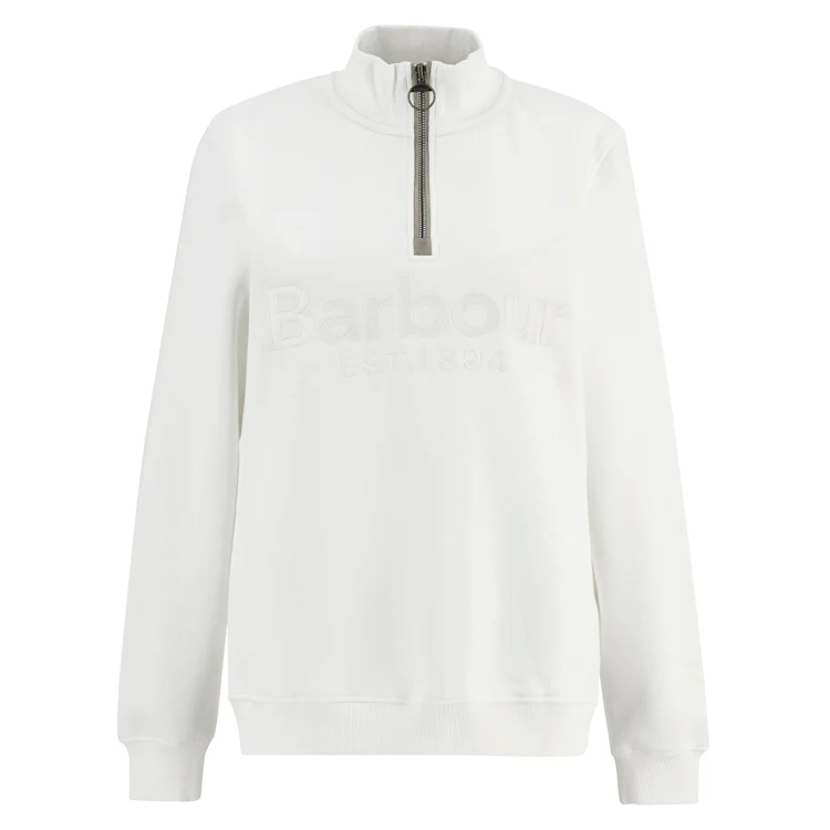 Barbour Ladies Cynthia Half Zip Sweatshirt - Cloud - Image 3