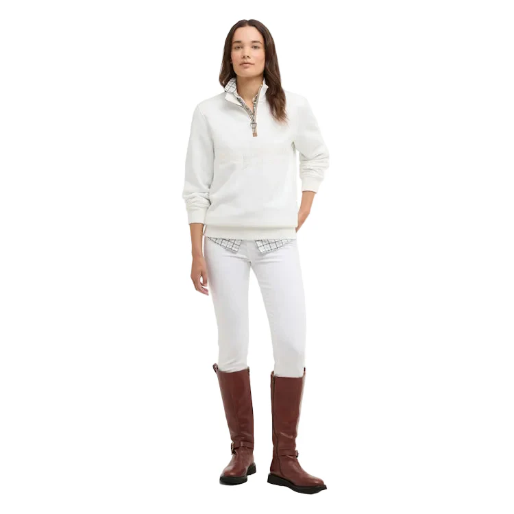 Barbour Ladies Cynthia Half Zip Sweatshirt - Cloud - Image 4