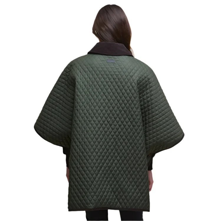 Barbour Ladies Oakham Quilted Cape - Olive - Image 4