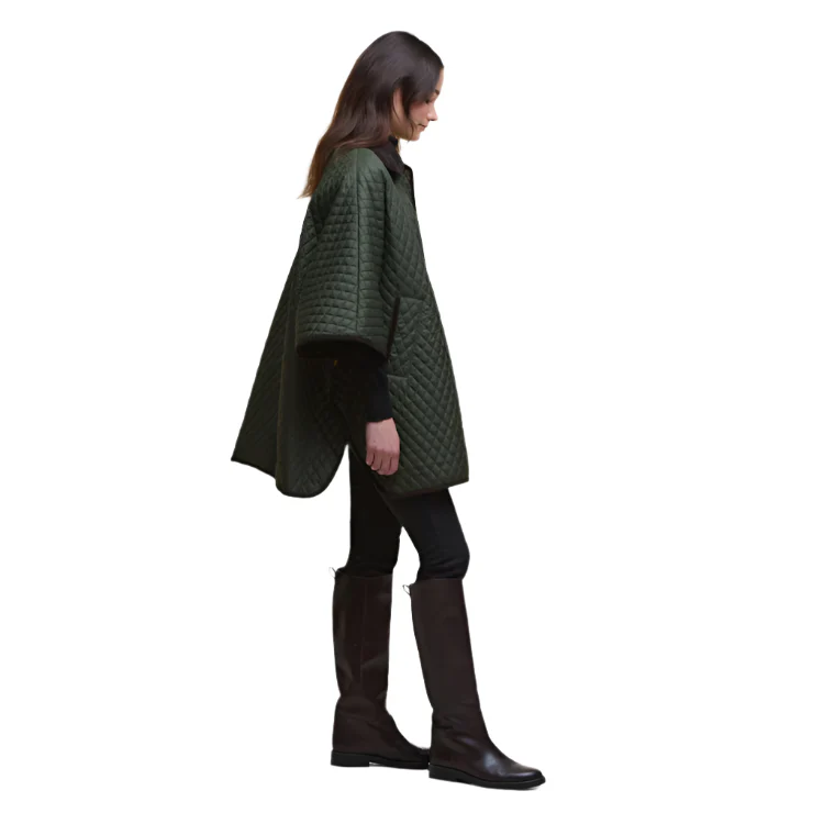 Barbour Ladies Oakham Quilted Cape - Olive - Image 5