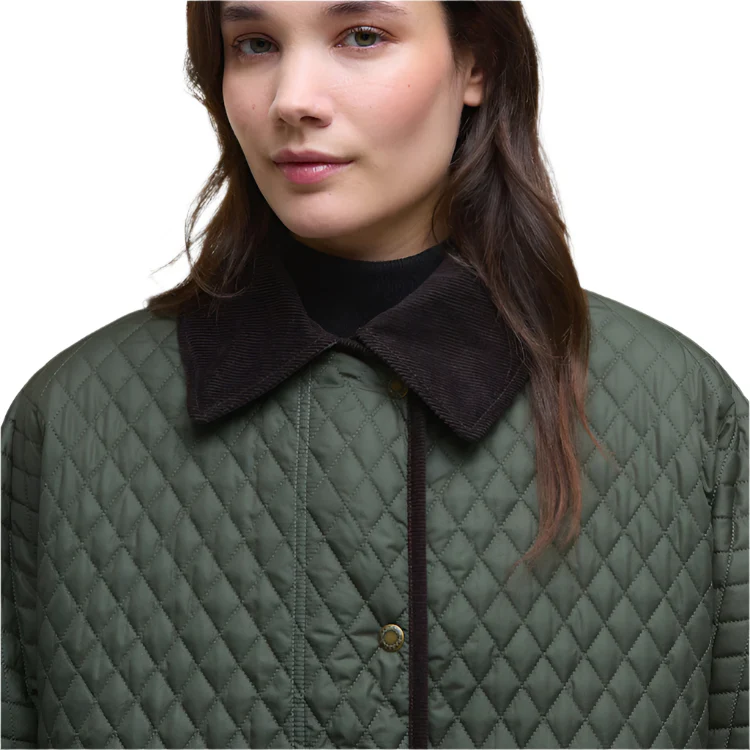 Barbour Ladies Oakham Quilted Cape - Olive - Image 6