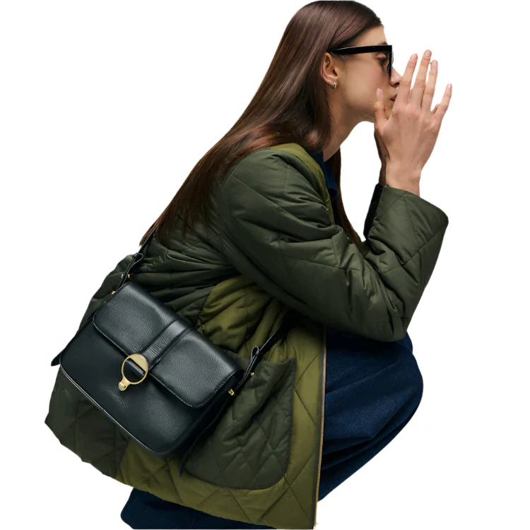 Barbour Ladies Rosa Leather Crossbody Bag - Black - Image 5