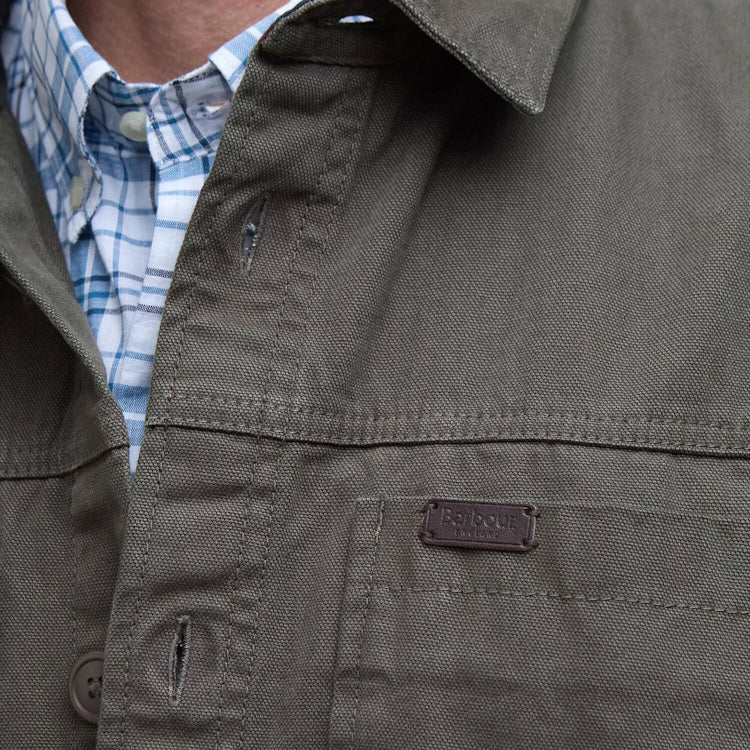 Barbour Lingfield Canvas Overshirt - Fern - Image 4