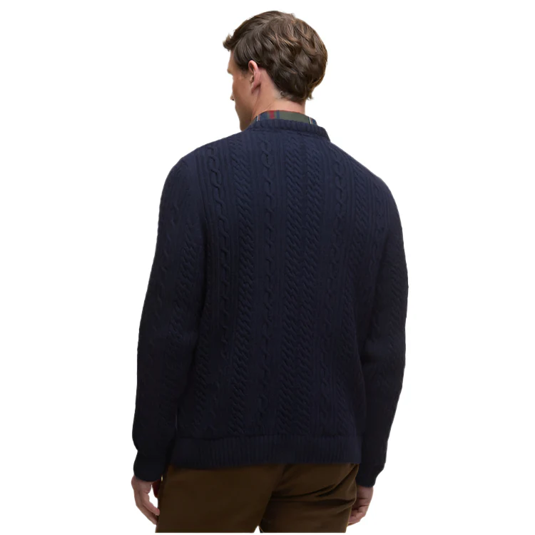 Barbour Lowfen Cable Crew Neck Jumper - Navy - Image 2