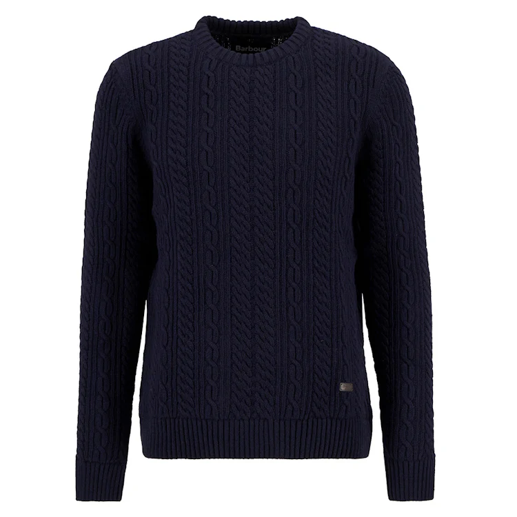 Barbour Lowfen Cable Crew Neck Jumper - Navy - Image 3