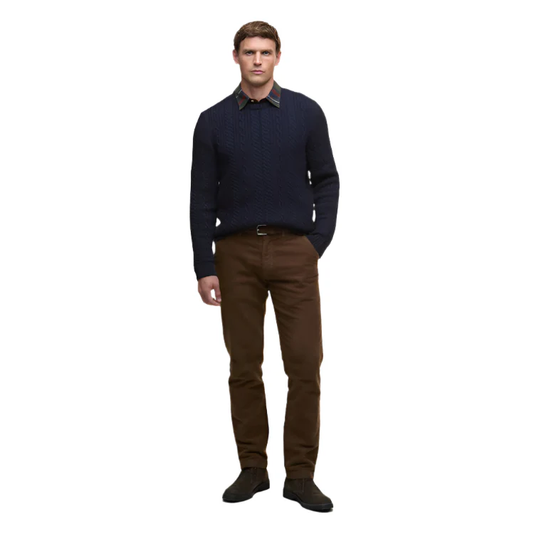 Barbour Lowfen Cable Crew Neck Jumper - Navy - Image 4