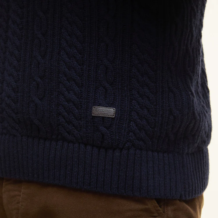 Barbour Lowfen Cable Crew Neck Jumper - Navy - Image 5