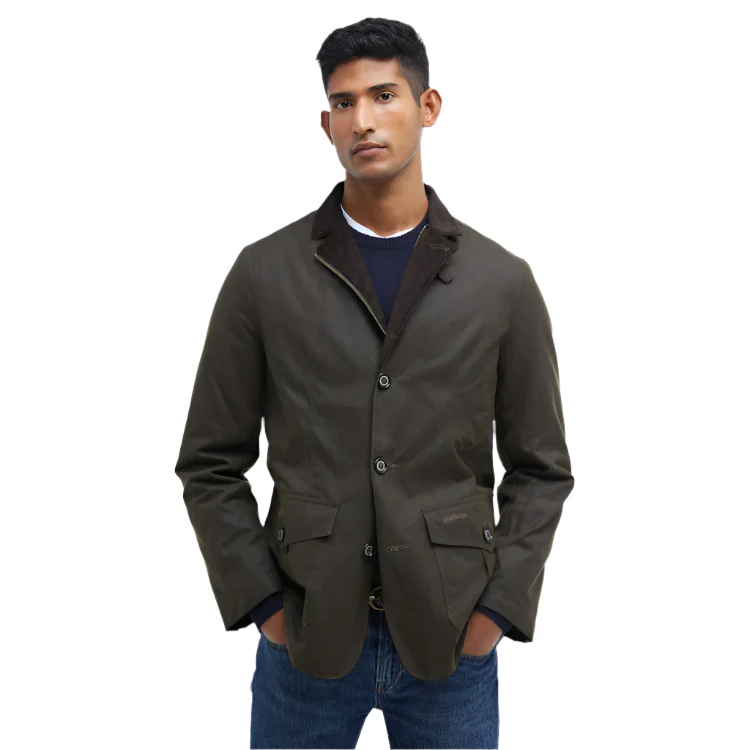 Barbour Lutz Wax Jacket - Olive - Image 2