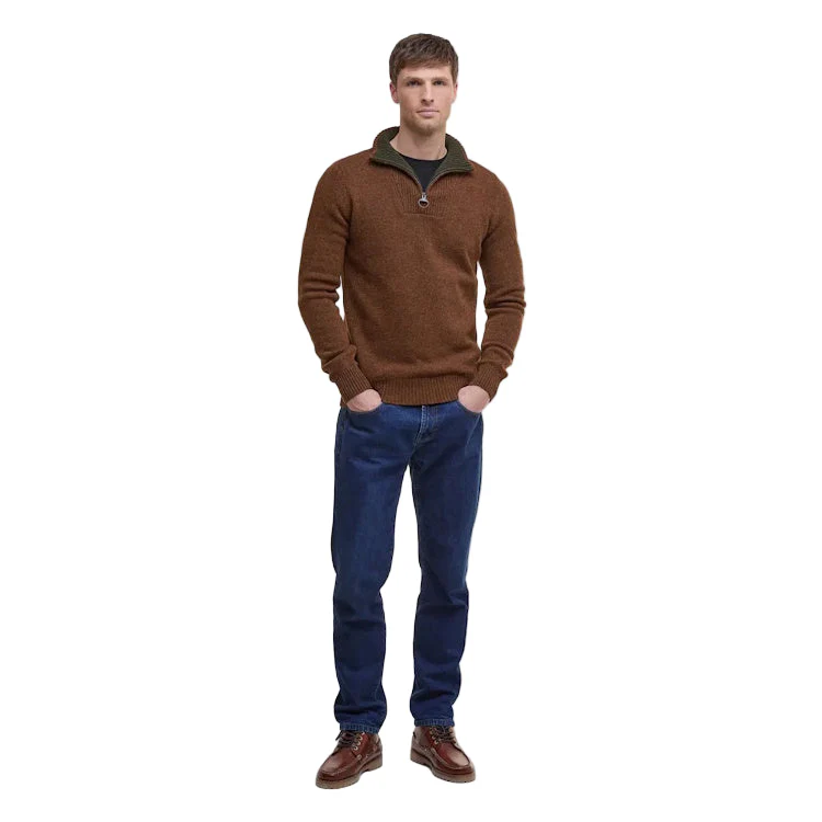 Barbour Nelson Essential Half Zip Sweater - Dark Sand - Image 3