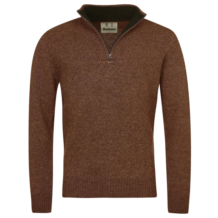 Barbour Nelson Essential Half Zip Sweater - Dark Sand - Image 4