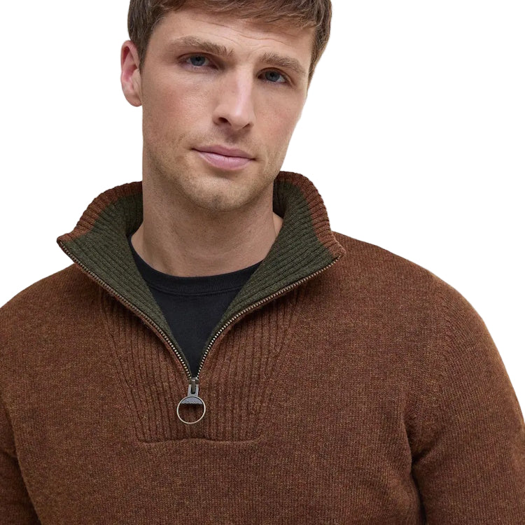 Barbour Nelson Essential Half Zip Sweater - Dark Sand - Image 5