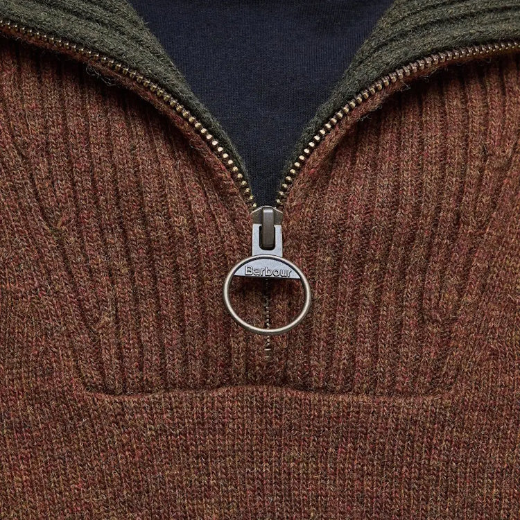 Barbour Nelson Essential Half Zip Sweater - Dark Sand - Image 7
