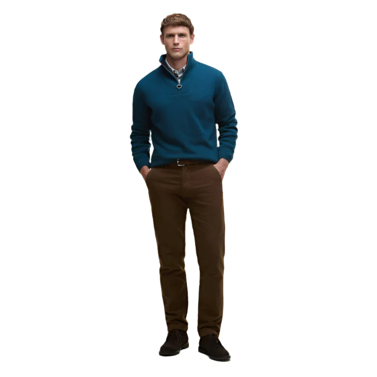Barbour Nelson Essential Half Zip Sweater - Mallard Green - Image 4