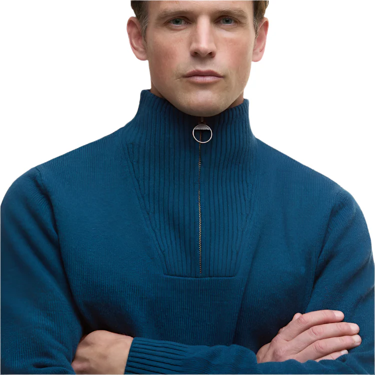 Barbour Nelson Essential Half Zip Sweater - Mallard Green - Image 5