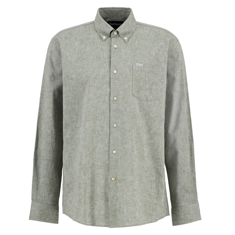 Barbour Nelson Linen Blend Regular Shirt - Bleached Olive