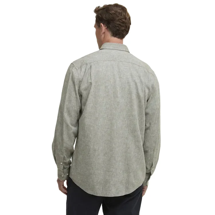 Barbour Nelson Linen Blend Regular Shirt - Bleached Olive - Image 4