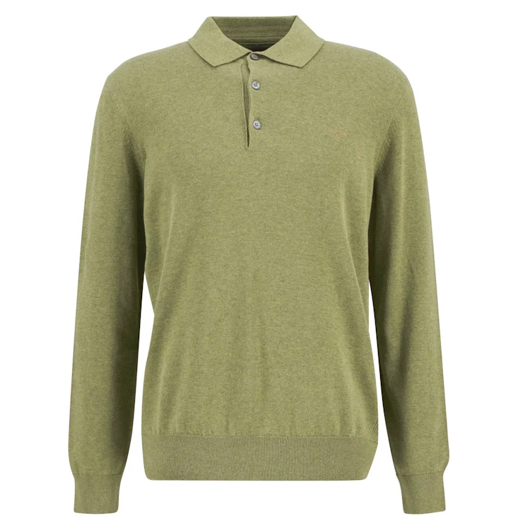 Barbour Pima Cotton Knitted Polo Shirt - Laurel Green