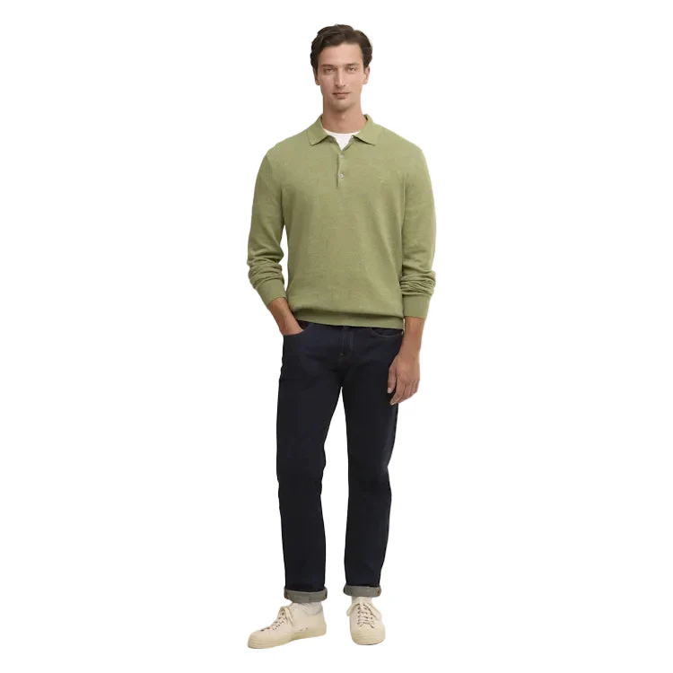 Barbour Pima Cotton Knitted Polo Shirt - Laurel Green - Image 2