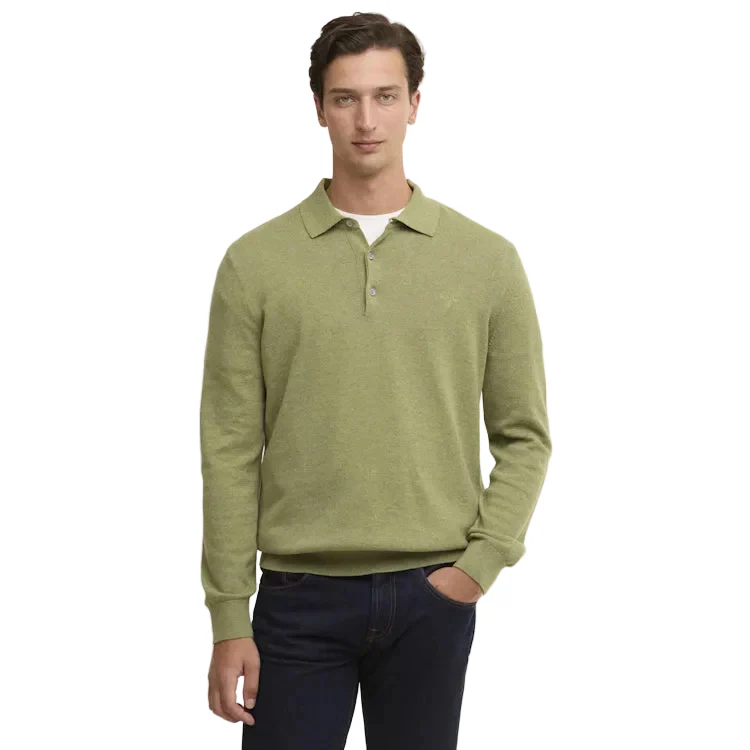 Barbour Pima Cotton Knitted Polo Shirt - Laurel Green - Image 3