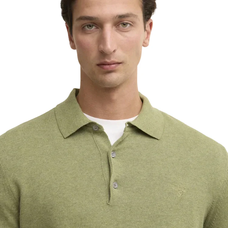 Barbour Pima Cotton Knitted Polo Shirt - Laurel Green - Image 5
